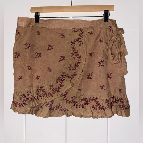 Raga By‎ Anthropologie Floral Faux Wrap Mini Skirt Women S Boho Prairie Festive - Picture 5 of 8